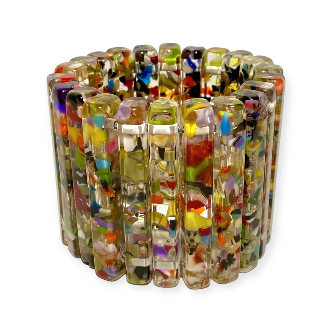 Multicolor Confetti Resin Stretch Bracelet