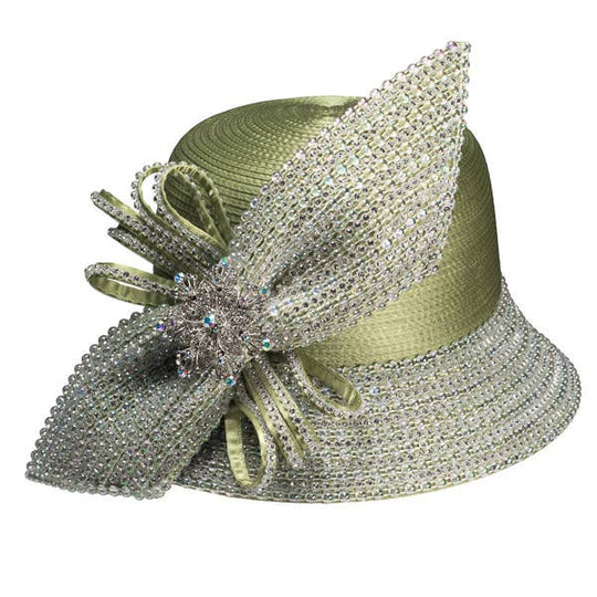 Satin Rhinestone Beaded Brim With  Beaded-Stone: Royal