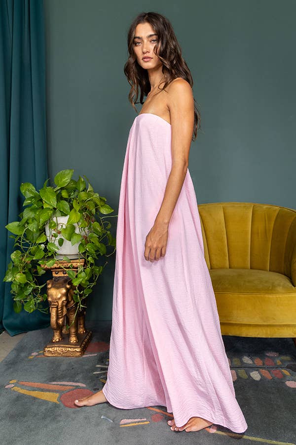 Strapless Flowy Jumpsuit - Pink Pink / Large Strapless Flowy Jumpsuit - Pink Pink / Large