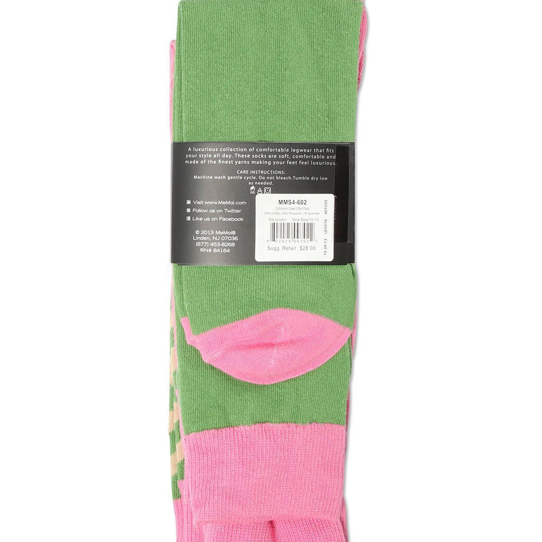 A pair of folded novelty socks with a green and pink lip design and a black product label in the center, shown on a white background.