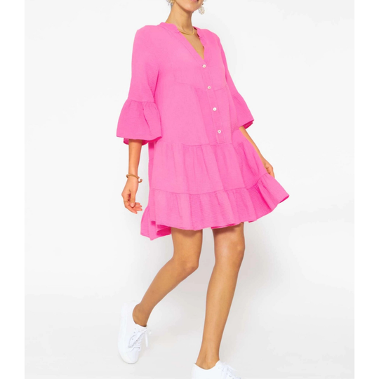 Vestido babydoll con escote Bardot y hombros descubiertos en amarillo rayo de sol