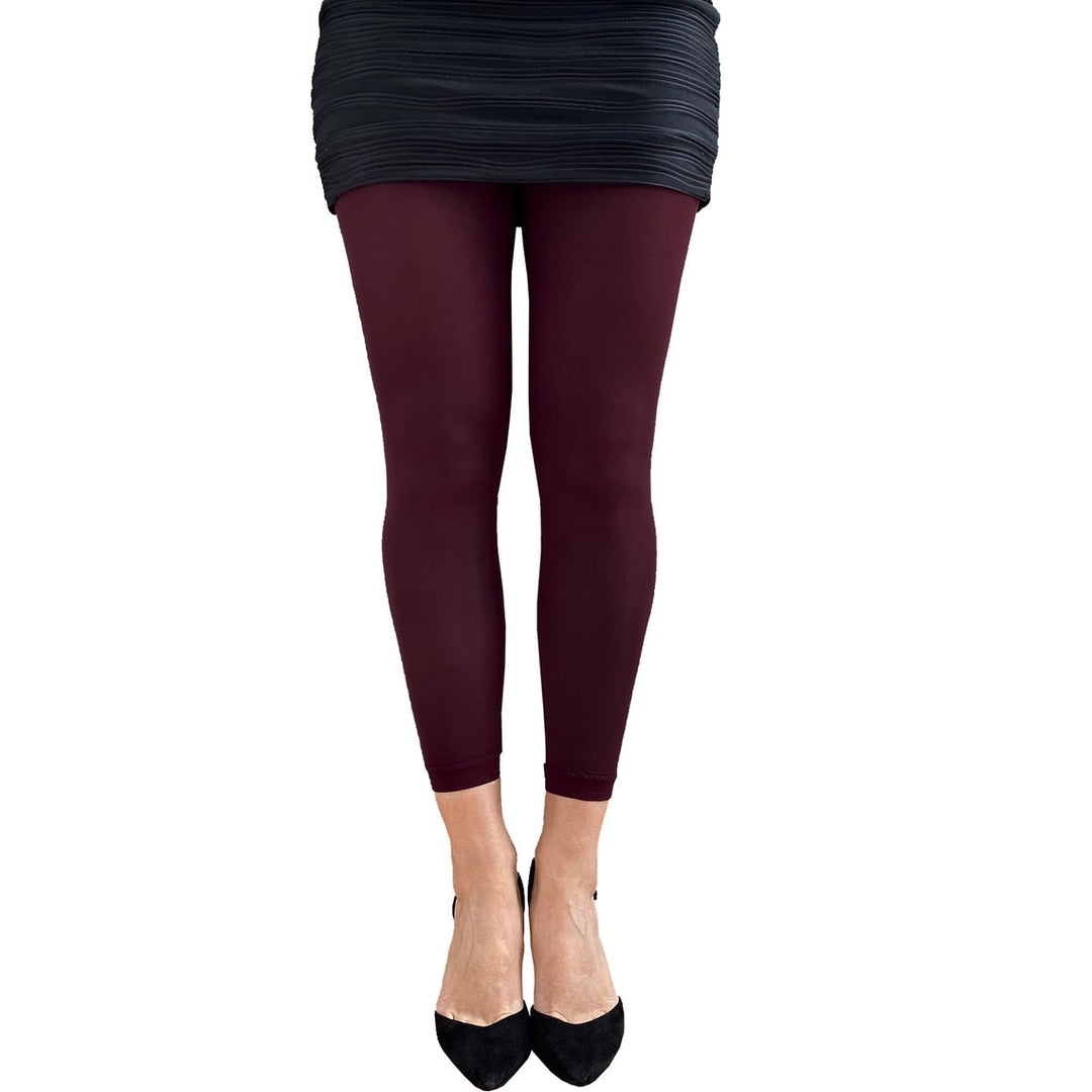 Plum Opaque Footless Tights