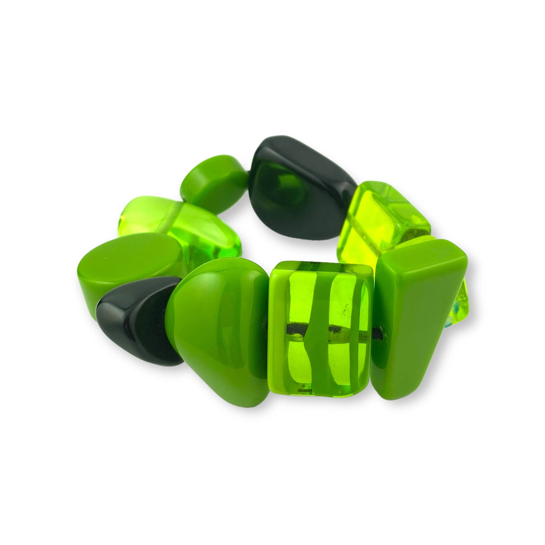 Atelier 1701 Green Geometric Resin Stretch Bracelet