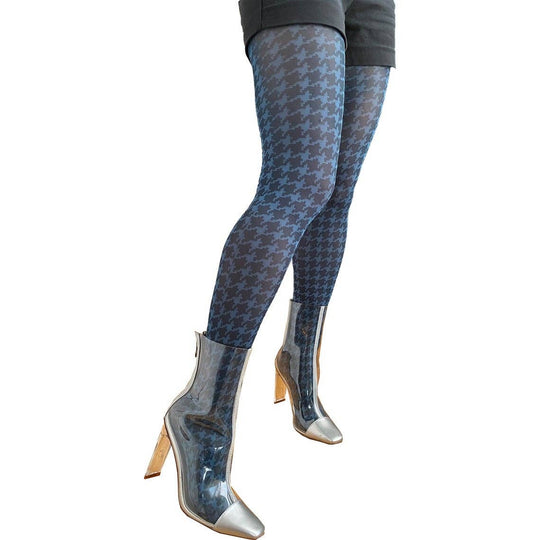 Denim Houndstooth Printed Tights