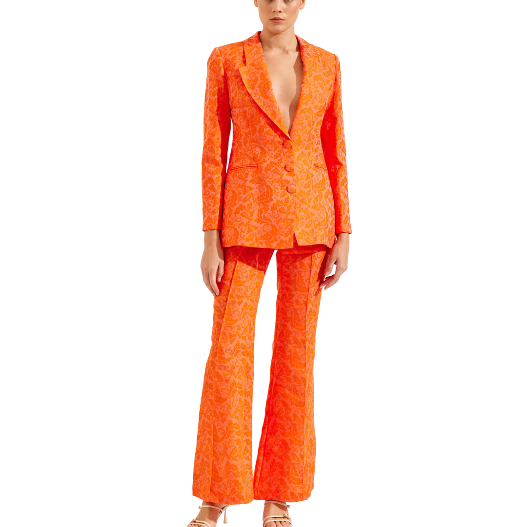 Brocade Print 2 Pc. Suit - Orange