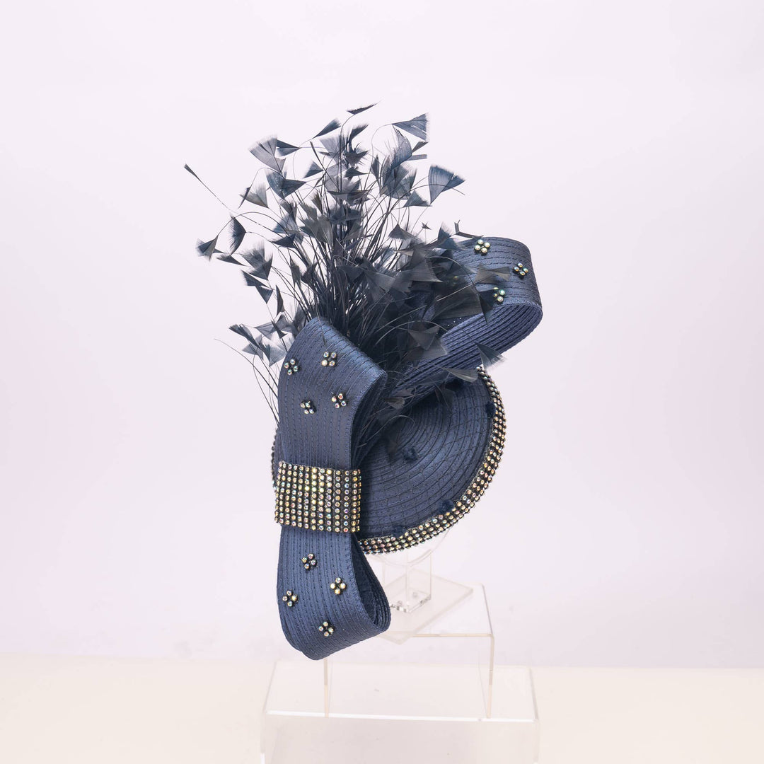 Beautiful headband with rhinestone AND feather - Gold