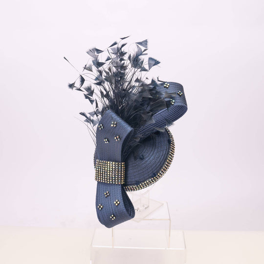 Beautiful headband with rhinestone AND feather - Gold