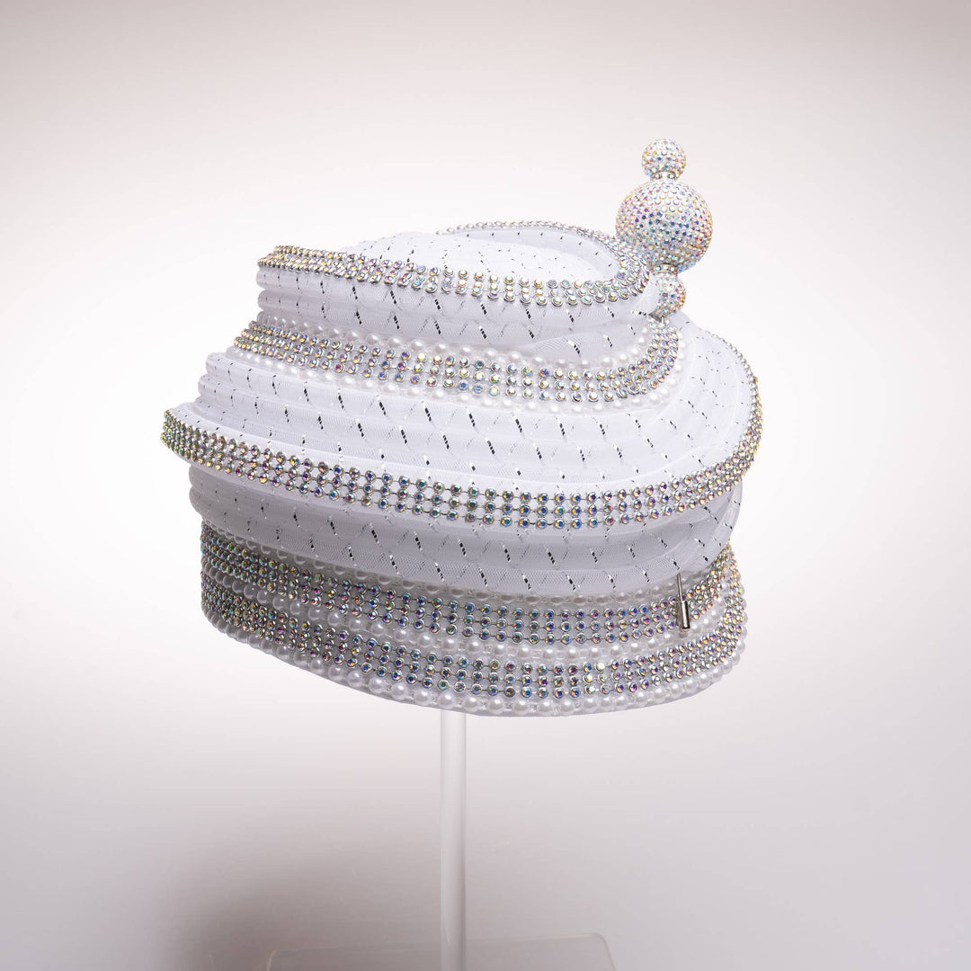 Rhinestone And Crinoline Tube Cloche with Pin: Black