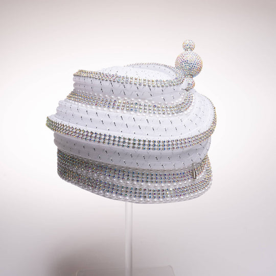 Rhinestone And Crinoline Tube Cloche with Pin: Black