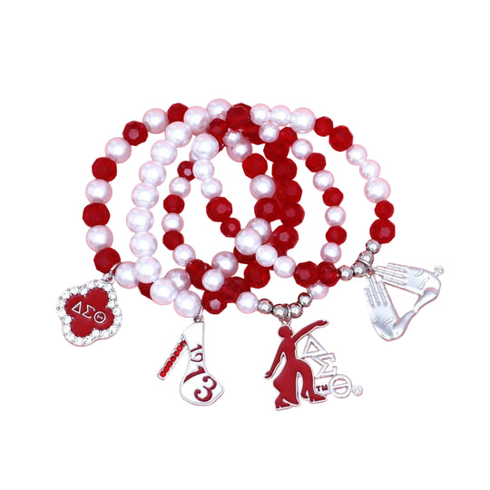 DST Lady Fortitude 4-Piece Frost Pearl Charm Bracelet