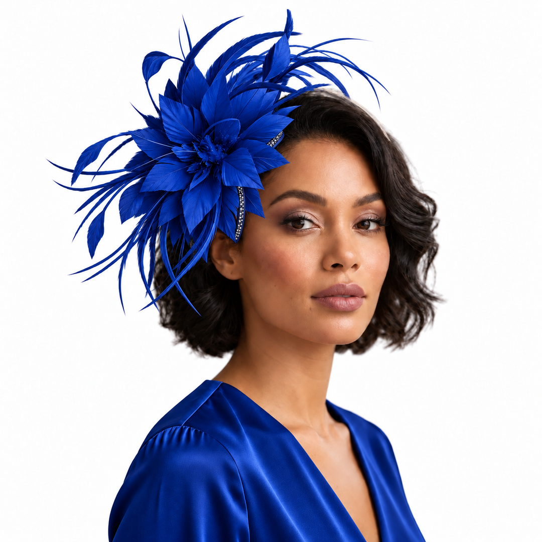 Midnight Bloom Feder-Fascinator – Rot geformter Couture-Haarschmuck