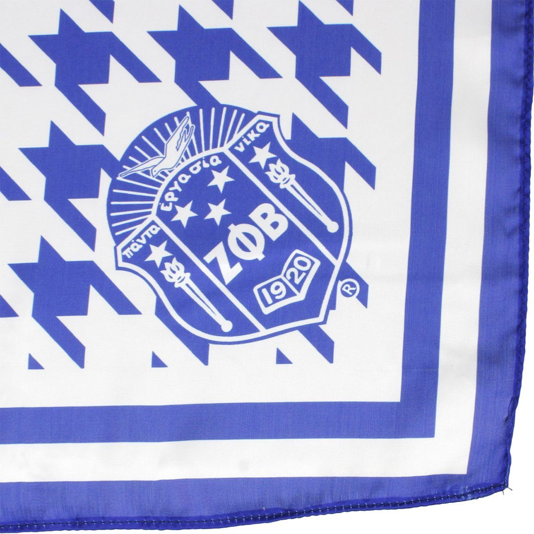Zeta Phi Beta Royal Blue & White Houndstooth Satin Scarf