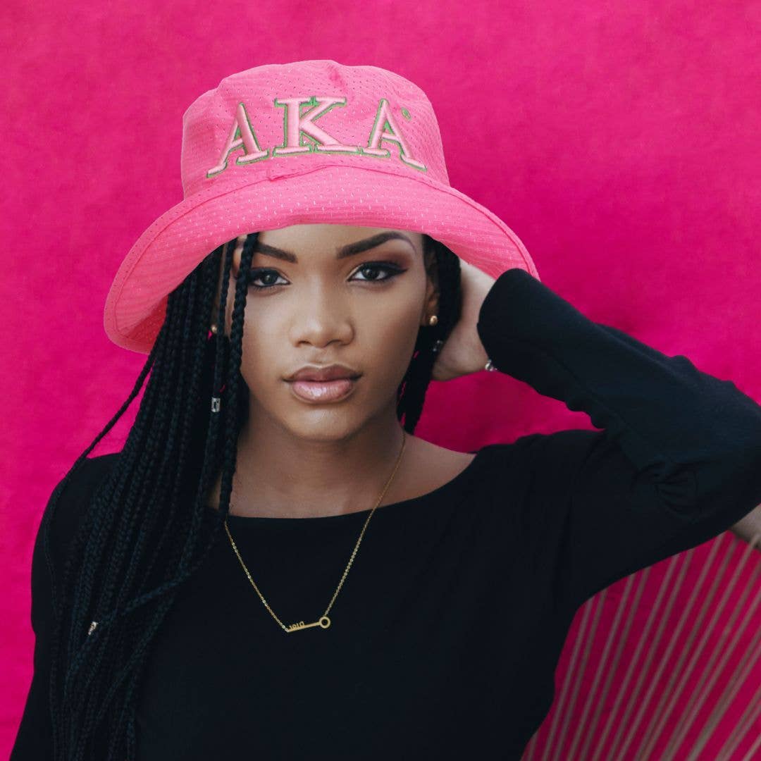 Alpha Kappa Alpha Pink Sports Mesh Bucket Hat - Pink