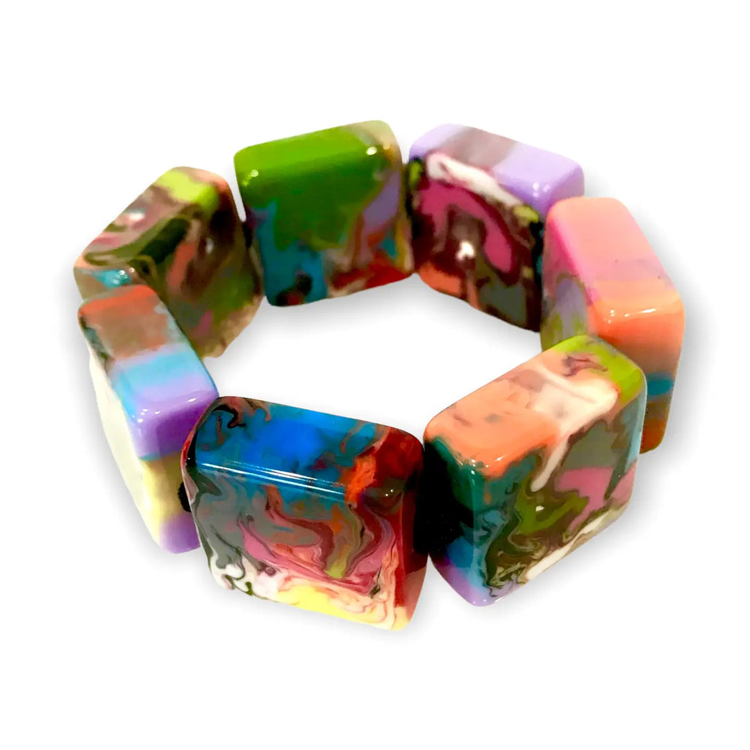 Multicolor Marbled Resin Bracelet