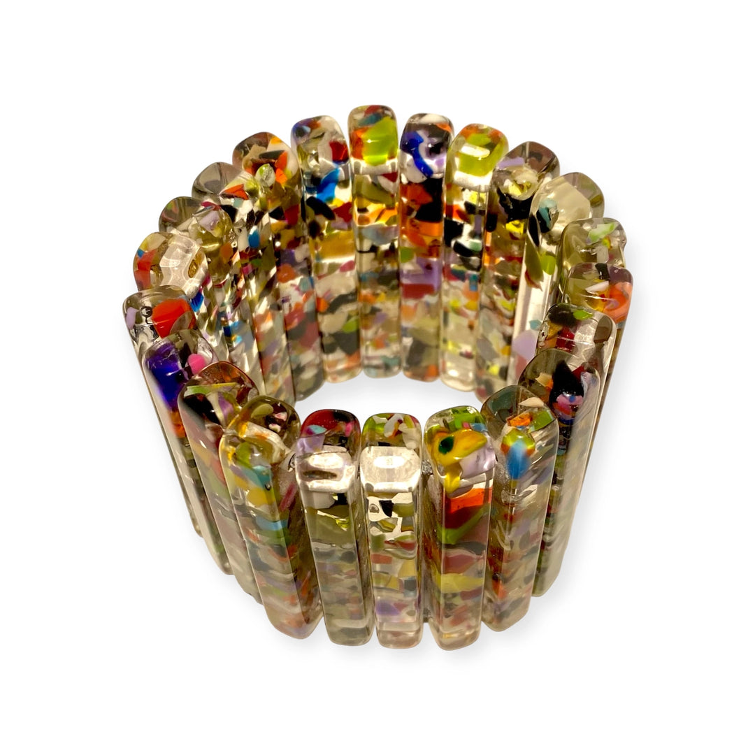 Multicolor Confetti Resin Stretch Bracelet