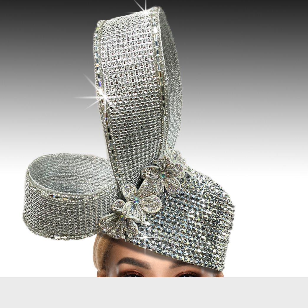 Lumiere Crystal Laden Bubble Hat - Silver