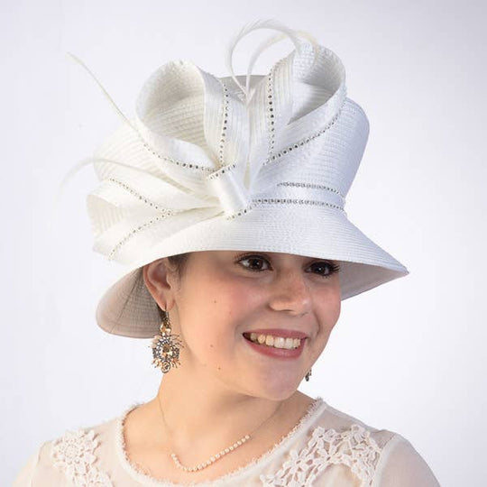 Mushroom Crown Satin Ribbon Hat: White