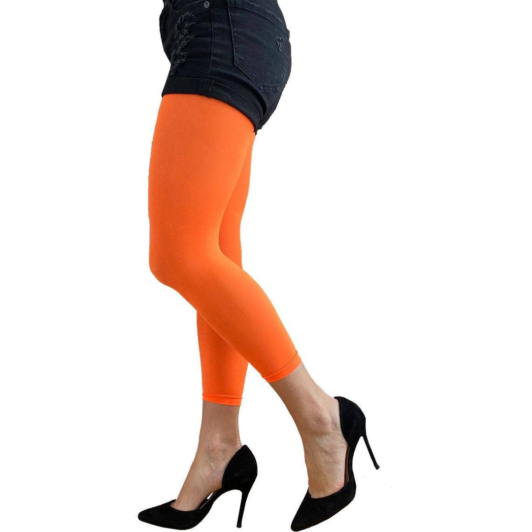 Neon Orange Opaque Footless Tights
