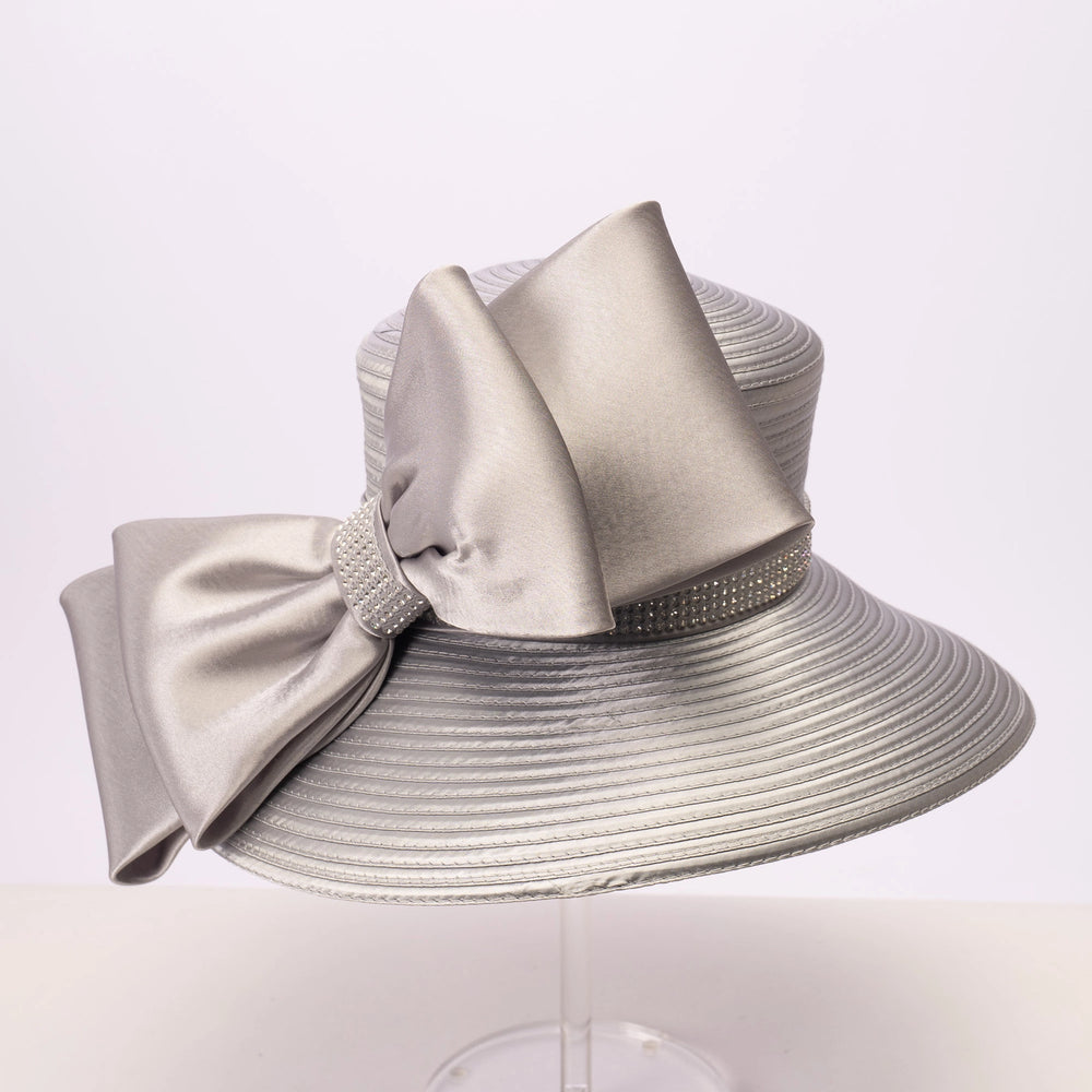 Mad Hatter With Flowy Brim Hat And Oversize Bow: Silver