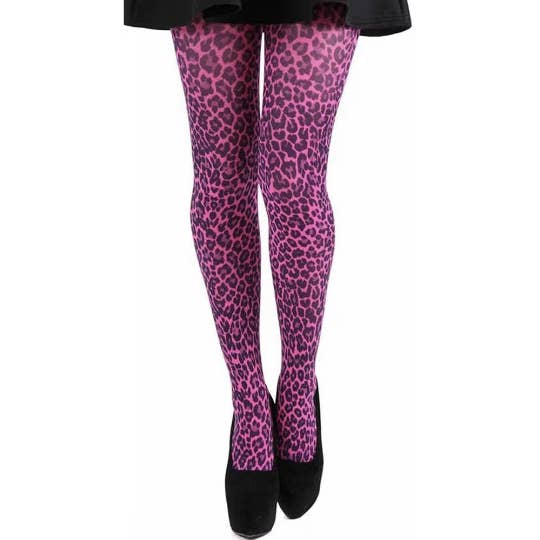 Pink Leopard Printed Tights