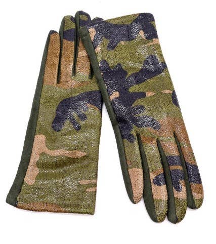 Camouflage Touch Screen Glove: Olive