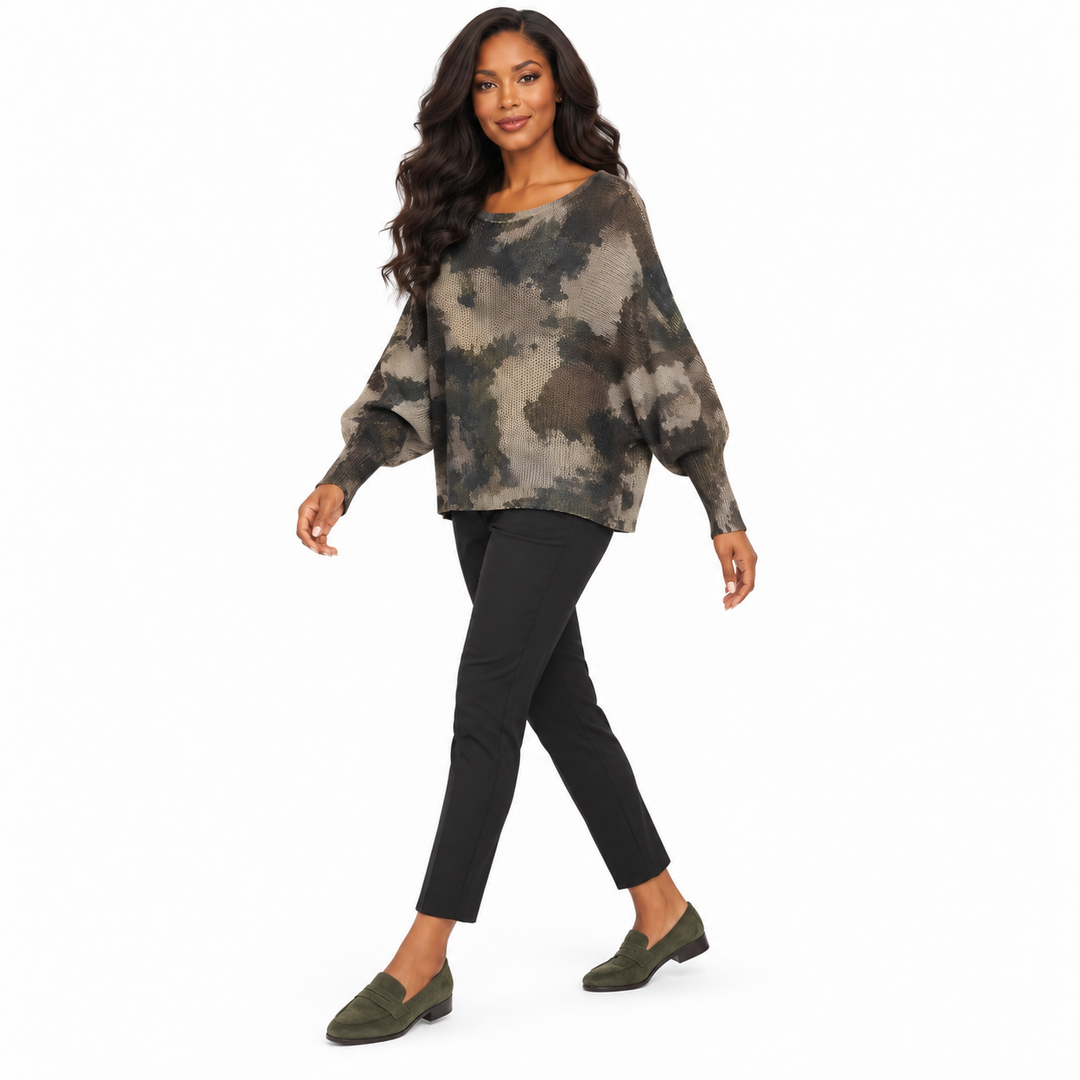 Choco Grey Abstract Italian Knit Sweater