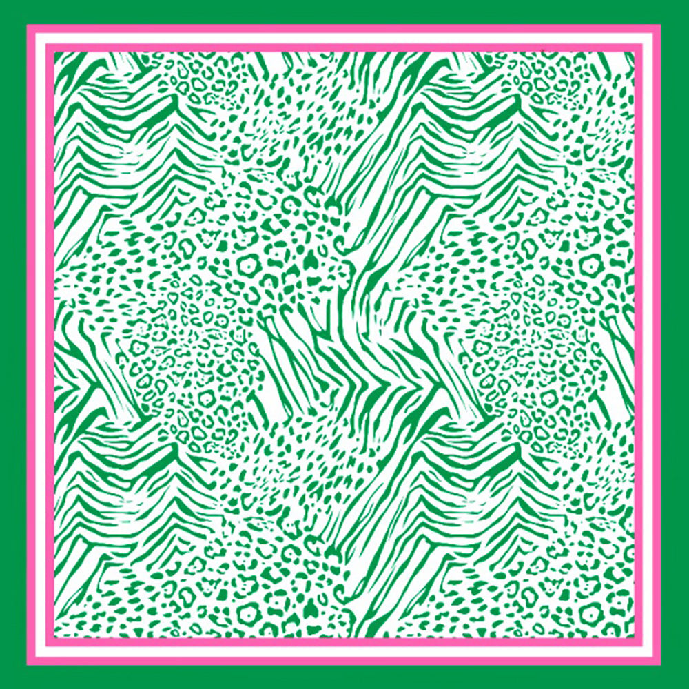 Pink & Green Animal Print Color Story Square Scarf
