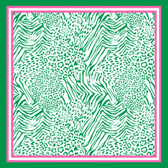 Pink & Green Animal Print Color Story Square Scarf