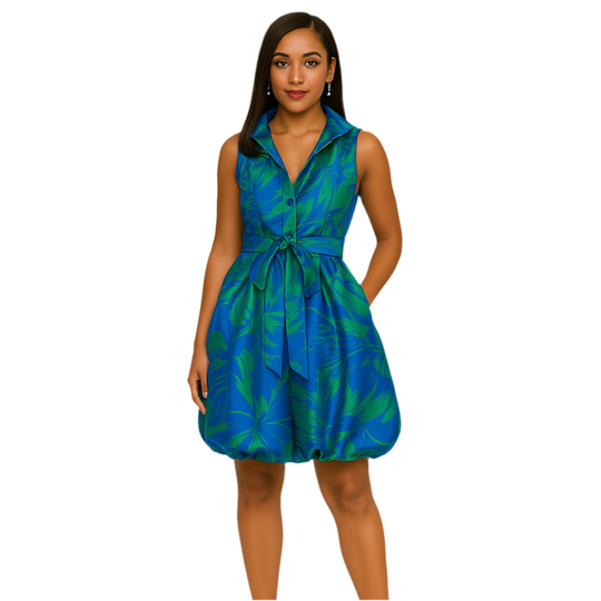 Vestido clásico de brocado jacquard con burbujas - BG