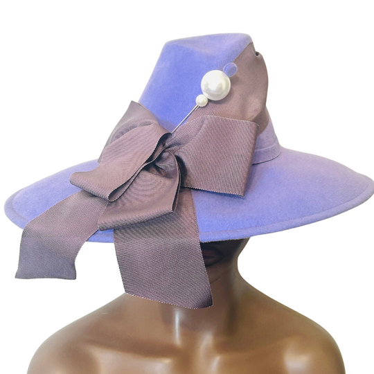 Velour Hat with Grosgrain Trim: Lavender