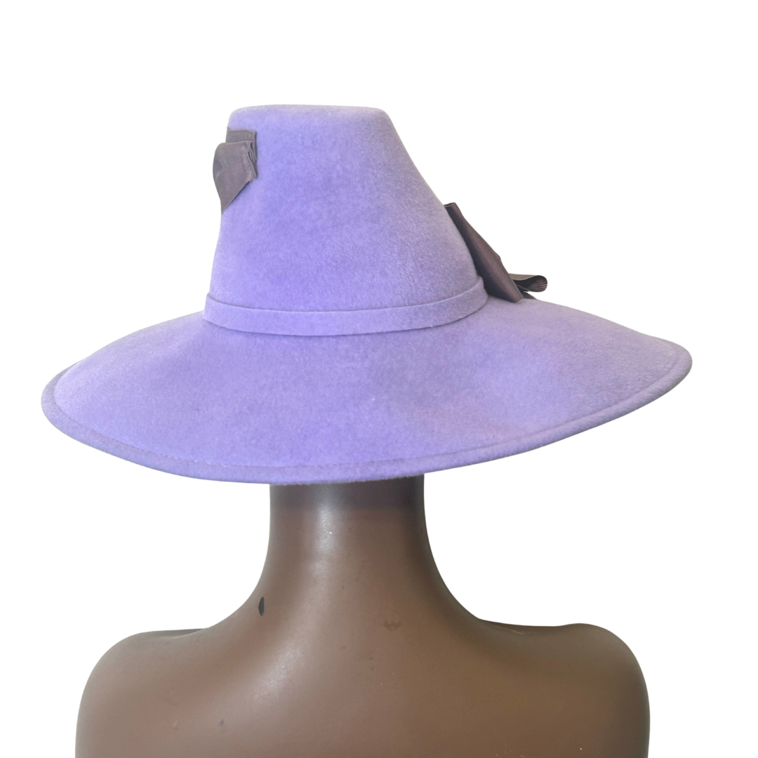 Velour Hat with Grosgrain Trim: Lavender