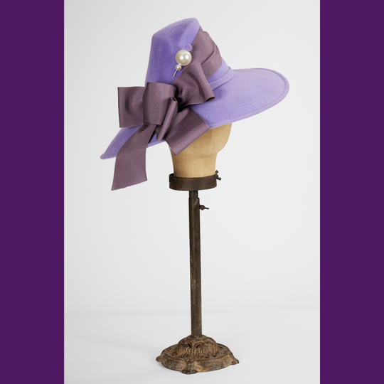 Velour Hat with Grosgrain Trim: Lavender