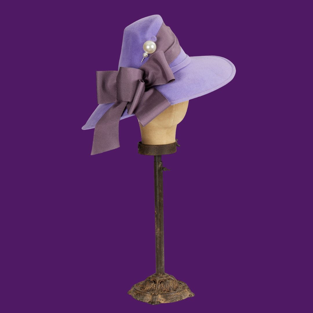 Velour Hat with Grosgrain Trim: Lavender