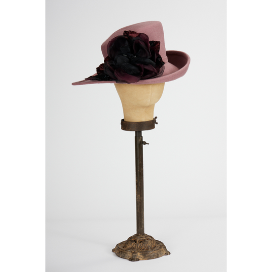 Mauve & Wine Wool Felt Hat with Silk & Velvet Trim