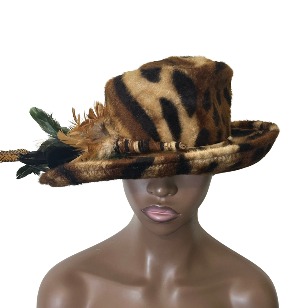 Animal Print Leopard Pimp Hat Jaguar Jawesome Plush Costume Hat