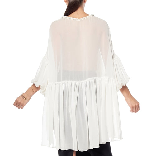 Jewel Neck Blouse - White