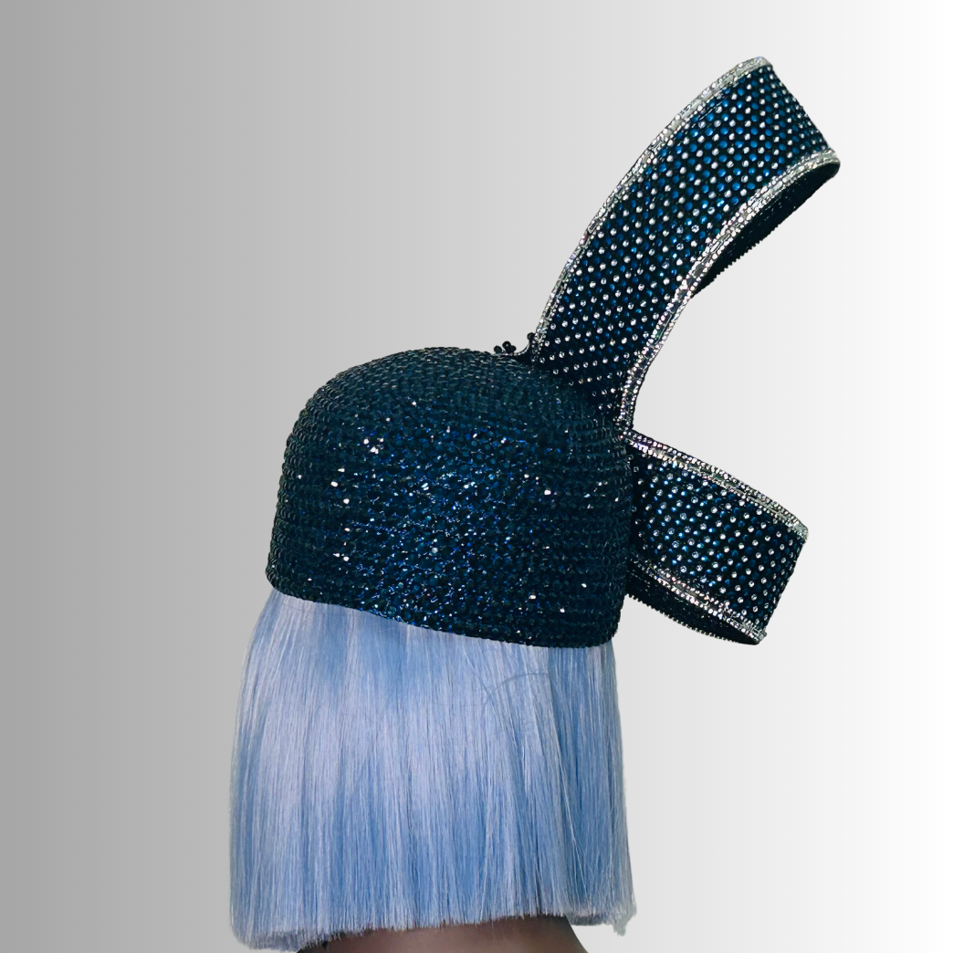 Lumiere Crystal Laden Bubble Hat - Navy