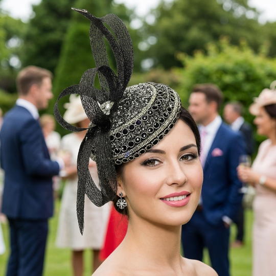 Shonda Jewel Headband Fascinator - Black
