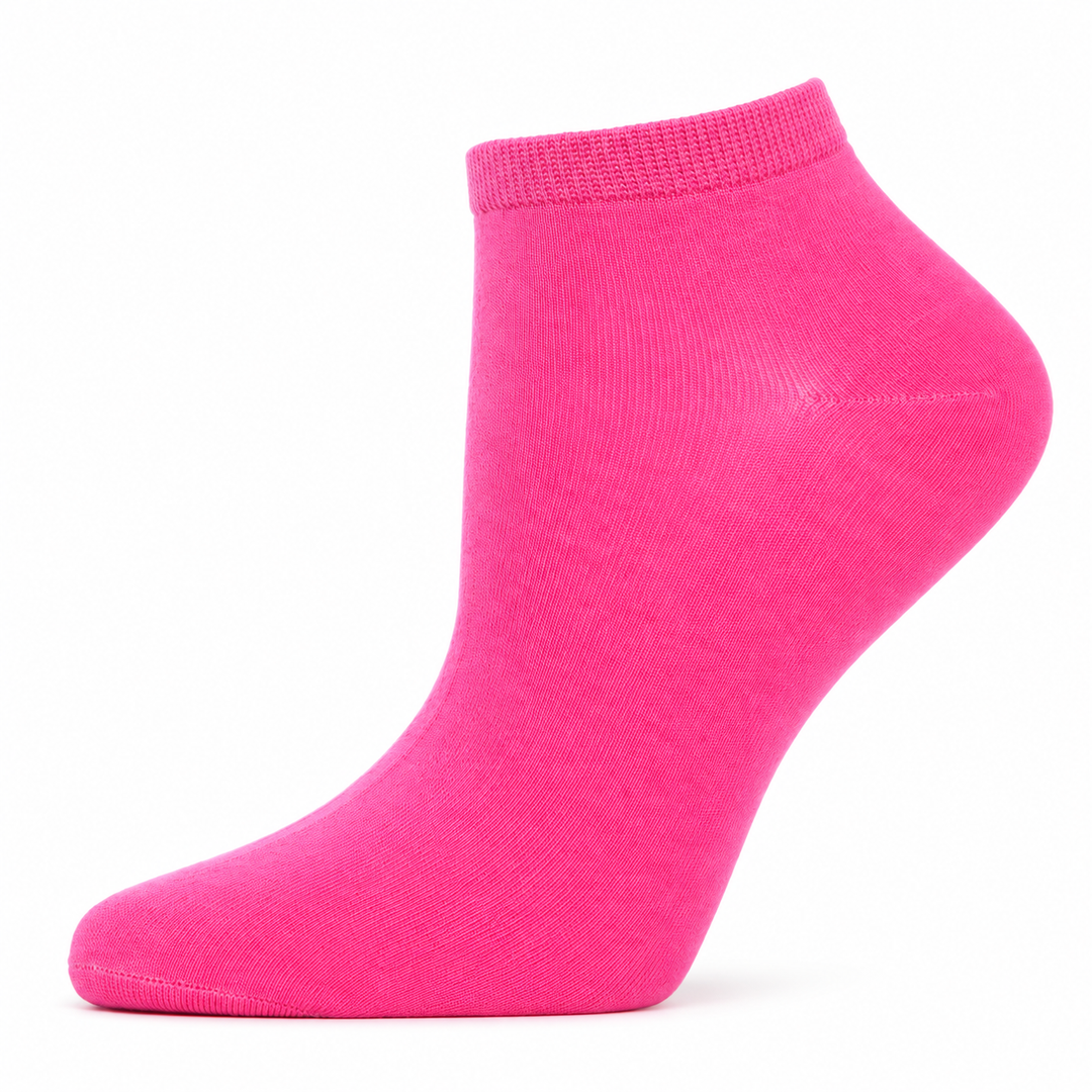 Memoi Bamboo Blend Solid Knit Low Cut Socks: Pink