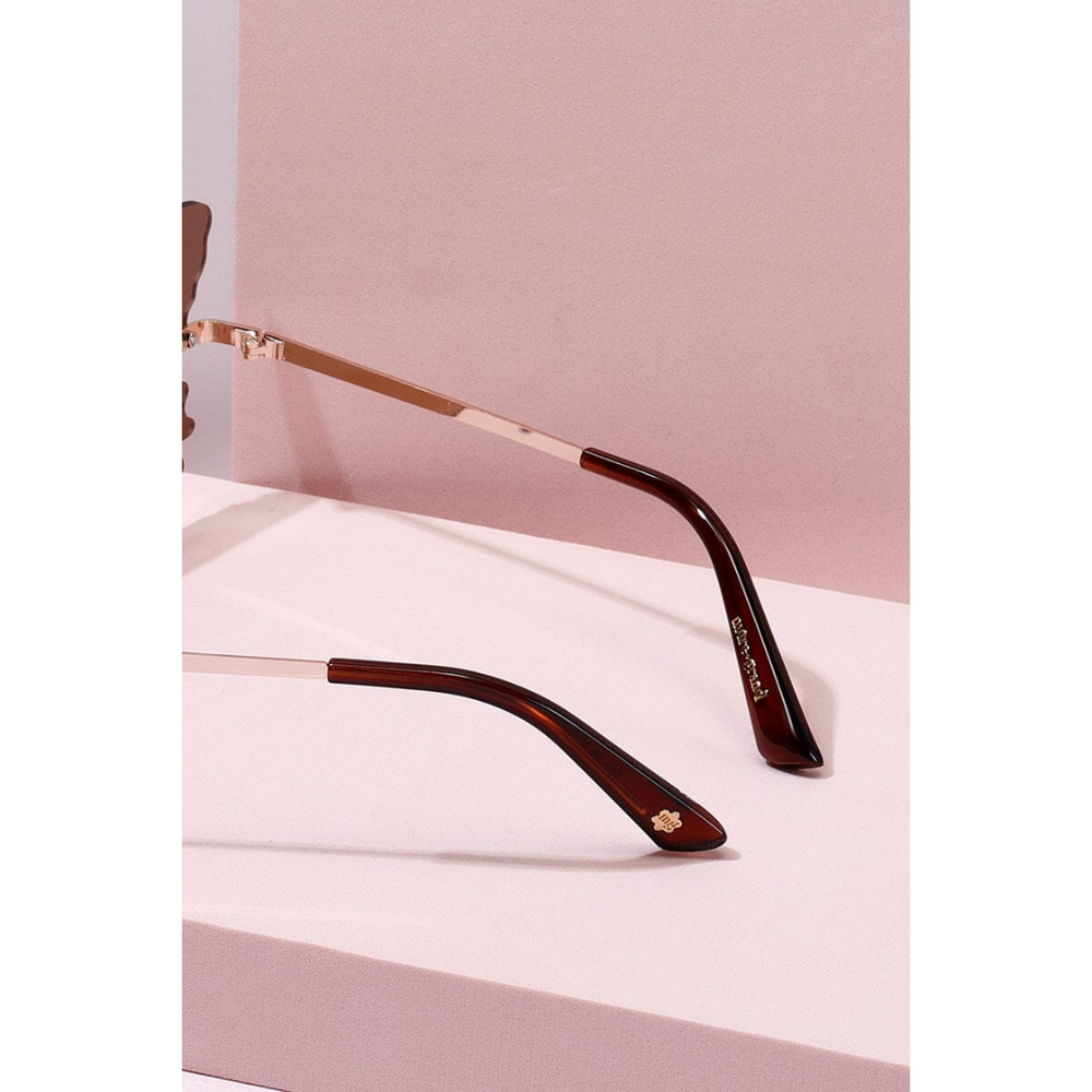 Butterfly Wings Rimless Sunglasses - Bl