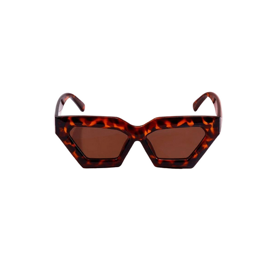 Tortoiseshell cat-eye sunglasses on a white background