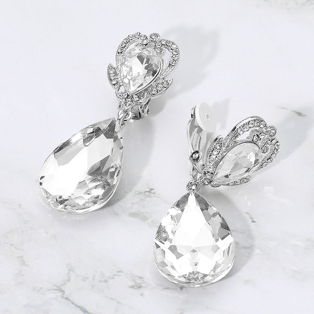 Pendientes de triple cristal con diamantes de imitación - Vitrail