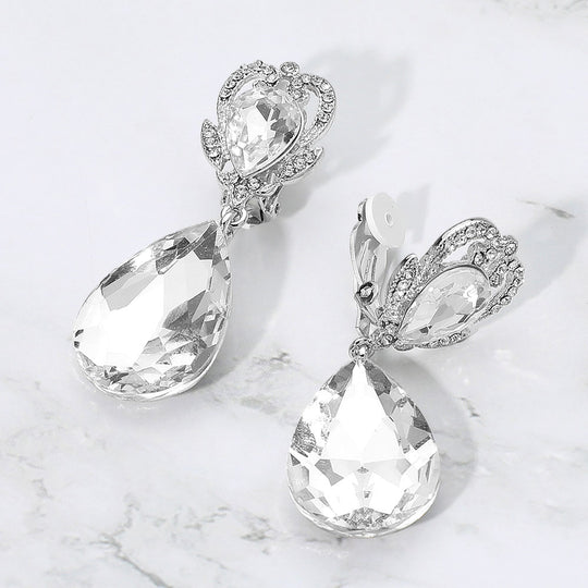 Pendientes de triple cristal con diamantes de imitación - Vitrail