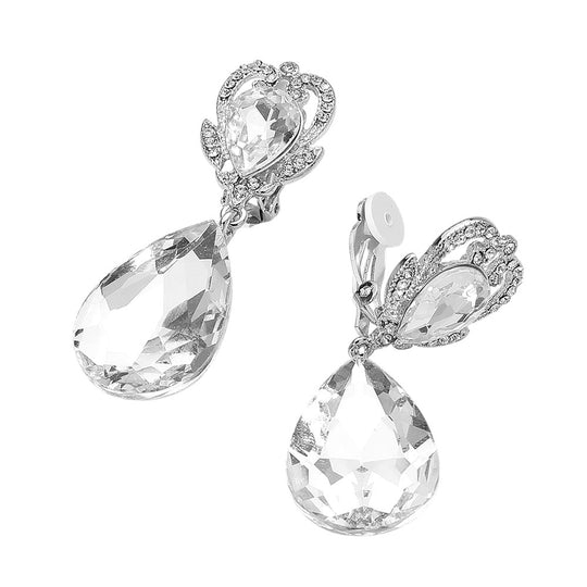 Pendientes de triple cristal con diamantes de imitación - Vitrail