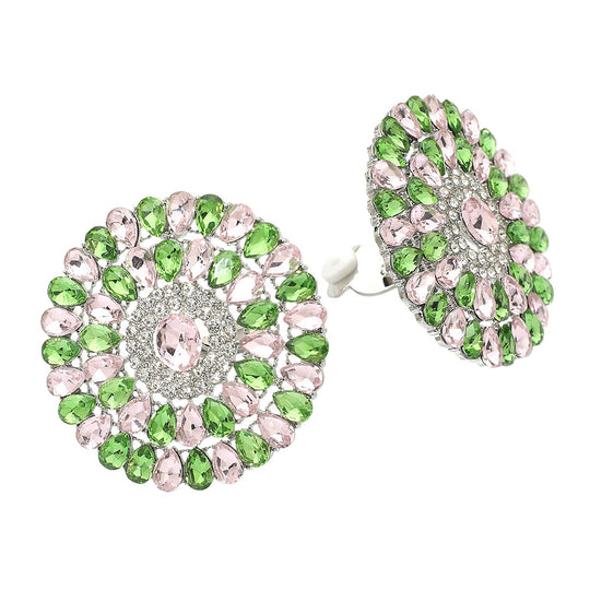 Delicados pendientes de flores: rosa y verde