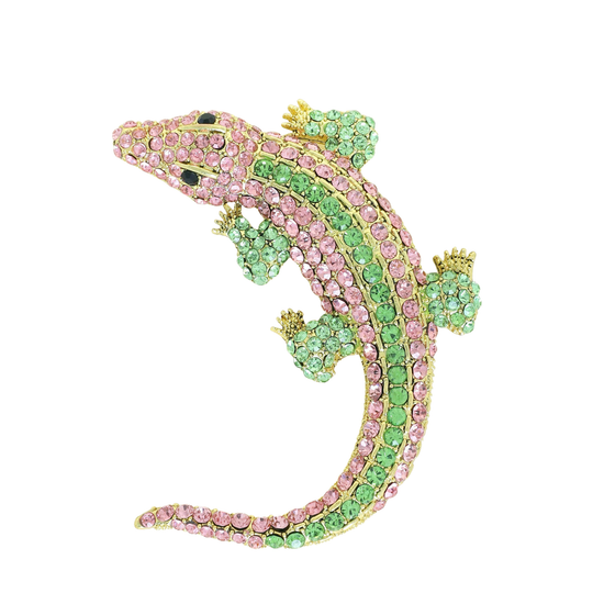 Rhinestone Crystal Alligator Crocodile Brooch Pin