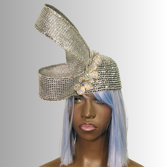 Lumiere Crystal Laden Bubble Hat - Silver