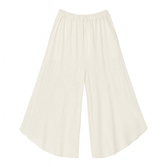 White wide-leg pants on a white background