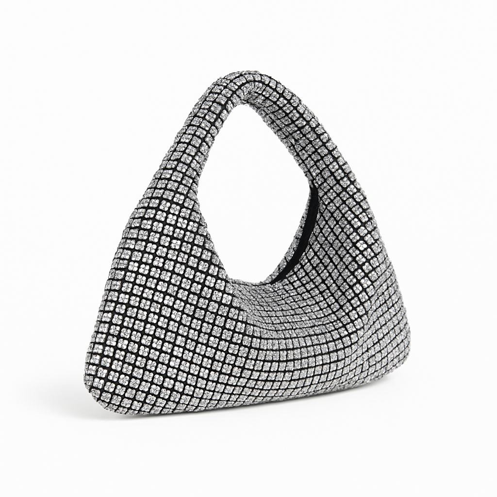 Black and white checkered handbag on a white background