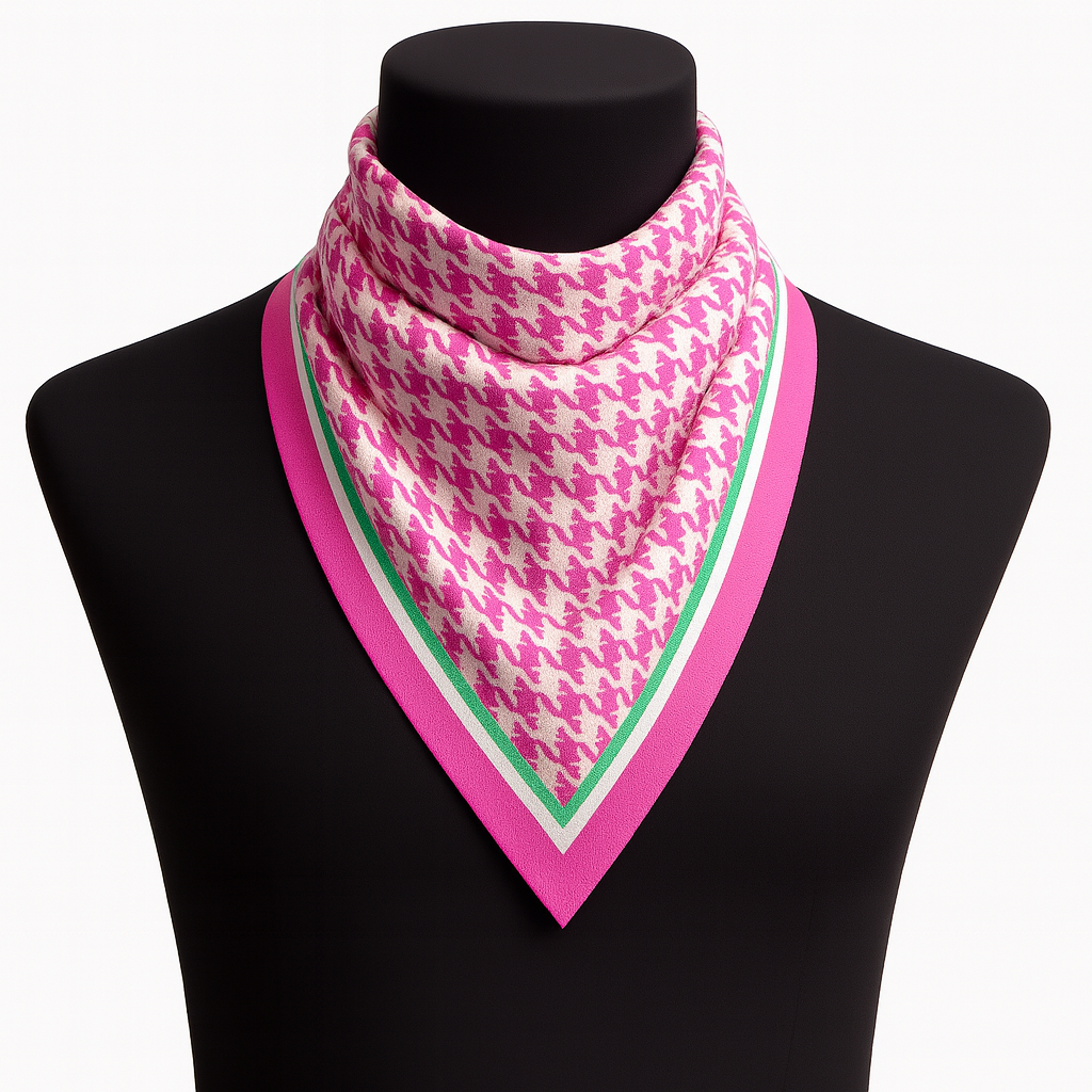 Pink & Green Houndstooth Color Story Square Scarf